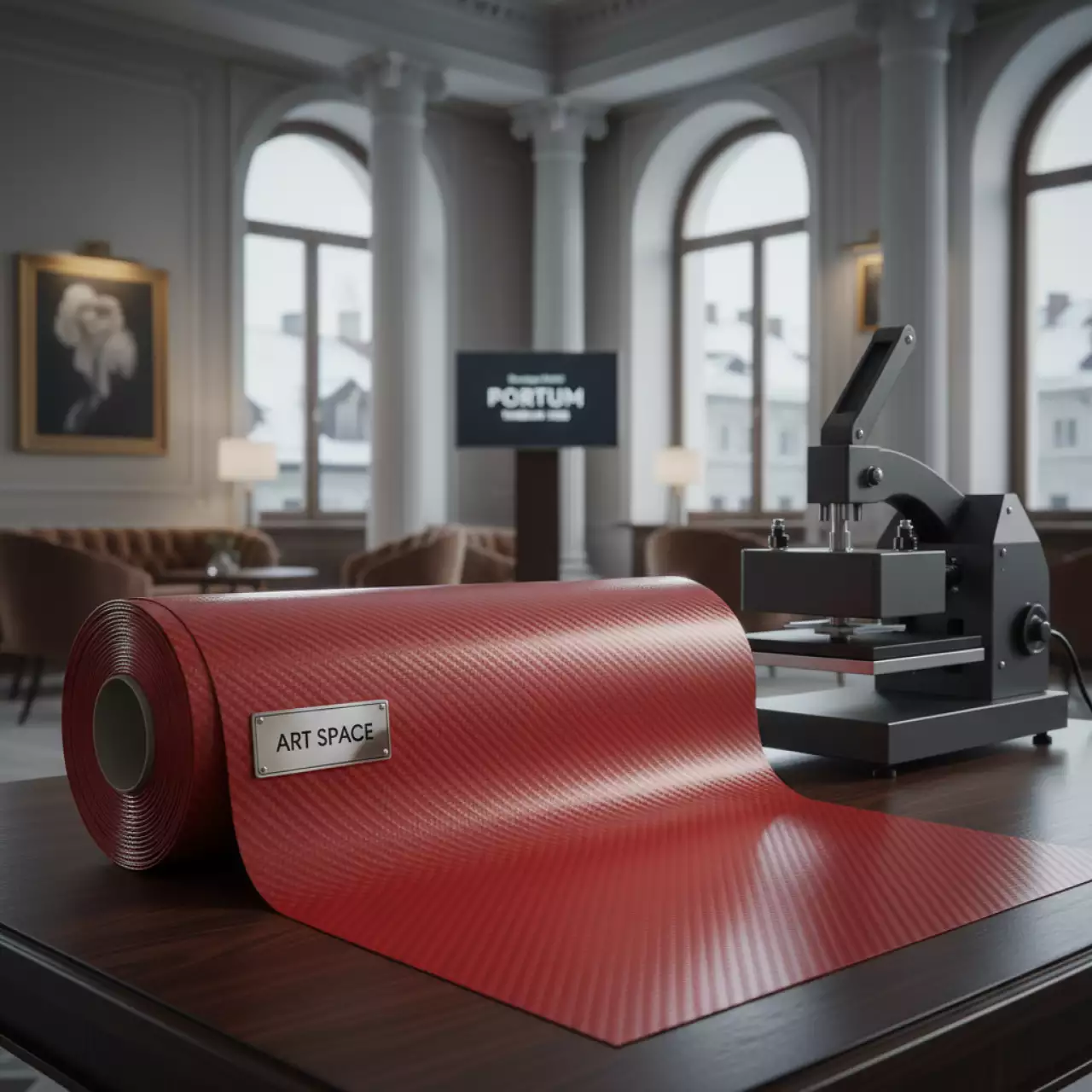 Аренда Пленка для термопереноса на ткань Hotmark Red Carbon 10 м в Boutique Hotel PORTUM 1905 — ART SPACE