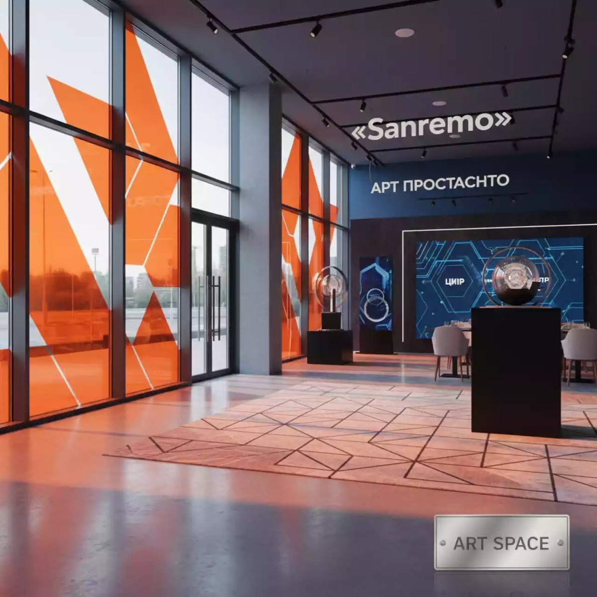 Аренда Пленка витражная плоттерная Oracal 8300 F034 Orange 1,26х50 м в ресторане «Sanremo» — ART SPACE