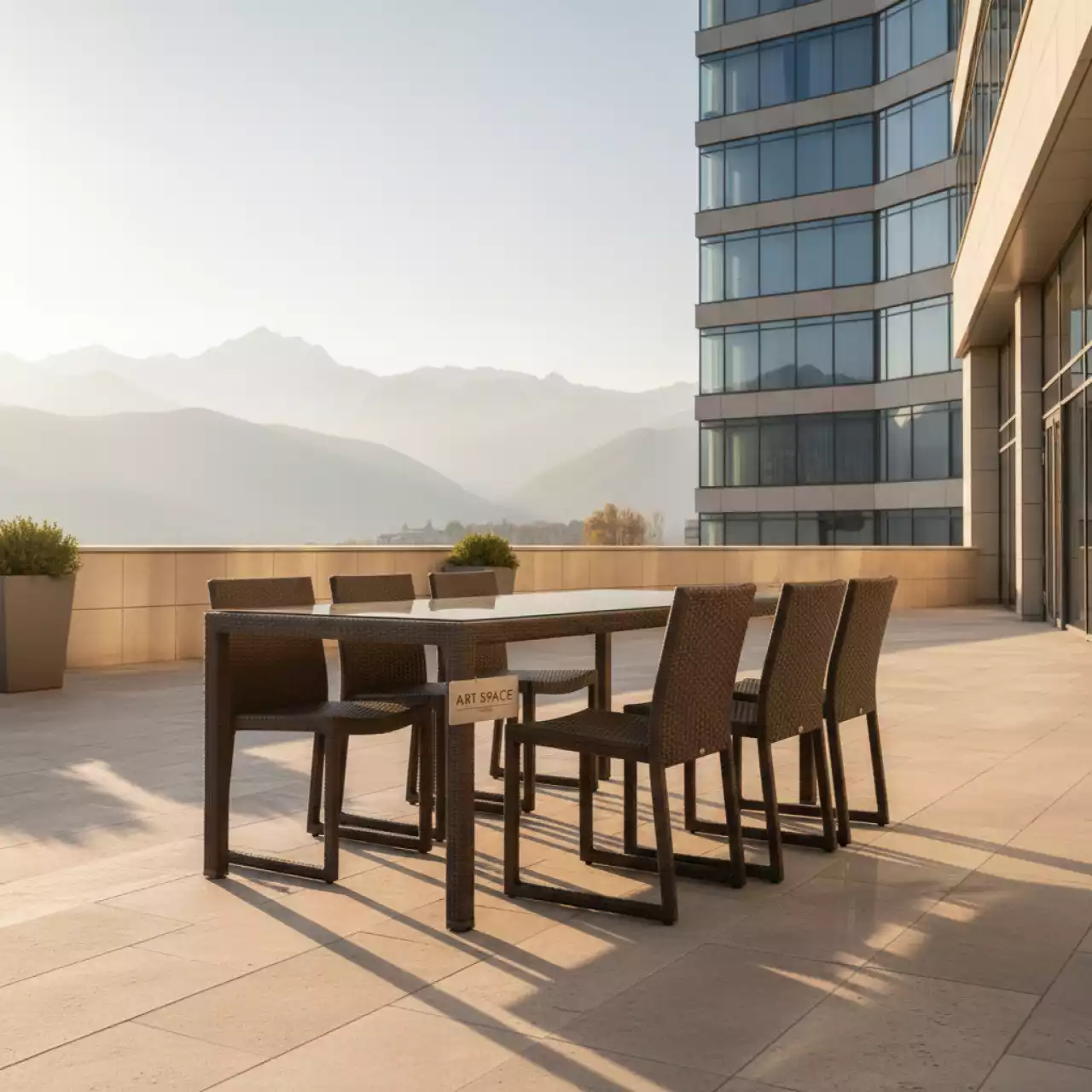 Аренда Плетеная обеденная группа LC6T 7 SET brown в Cosmos Sochi Hotel — ART SPACE