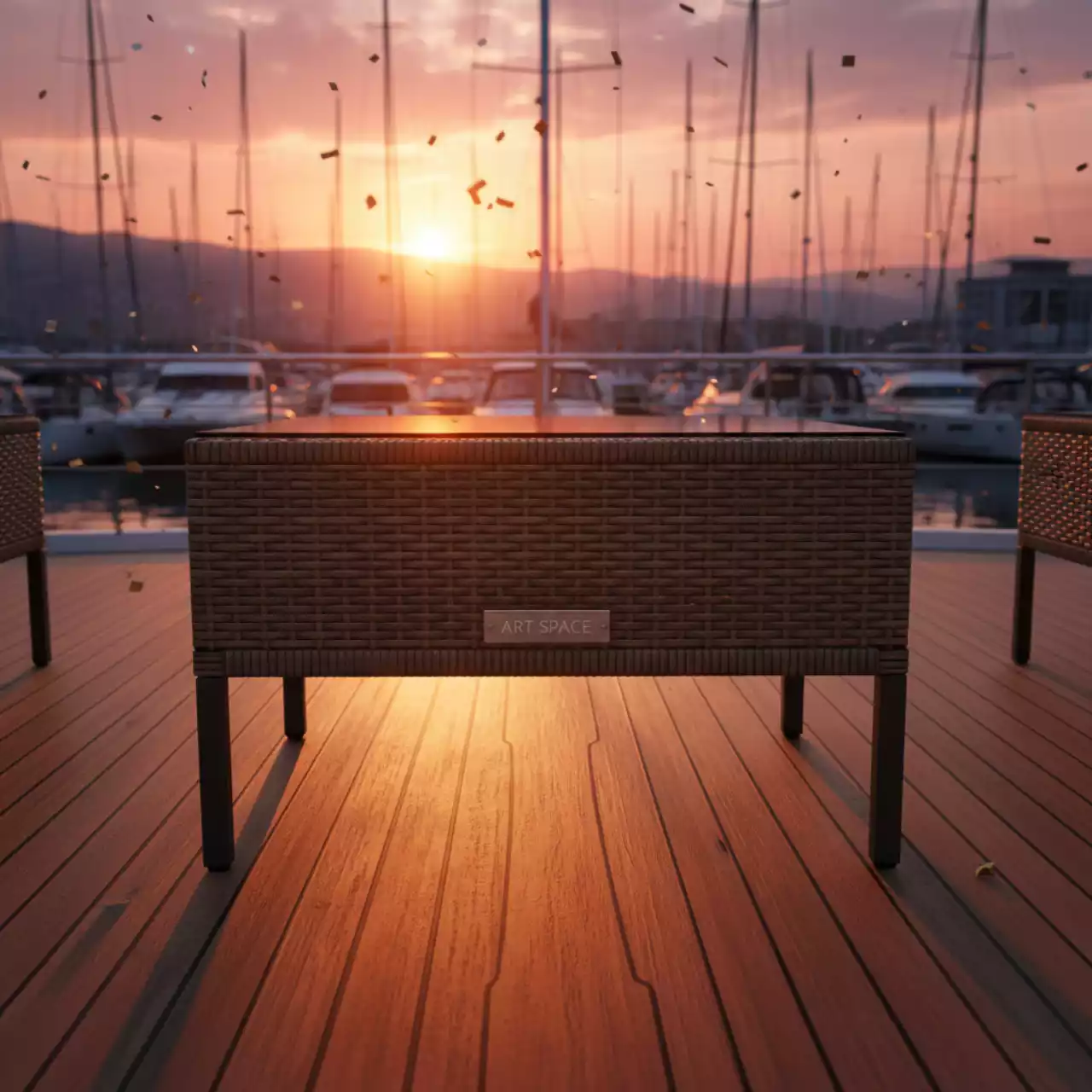 Аренда Плетеная тумба Мальта из искусственного ротанга коричневая на VIP-яхте (Имеретинский порт) — ART SPACE