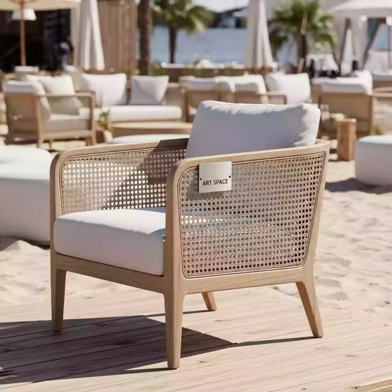 Аренда Плетеное кресло YH C1103W beige в пляжном комплексе VinoGrad — ART SPACE