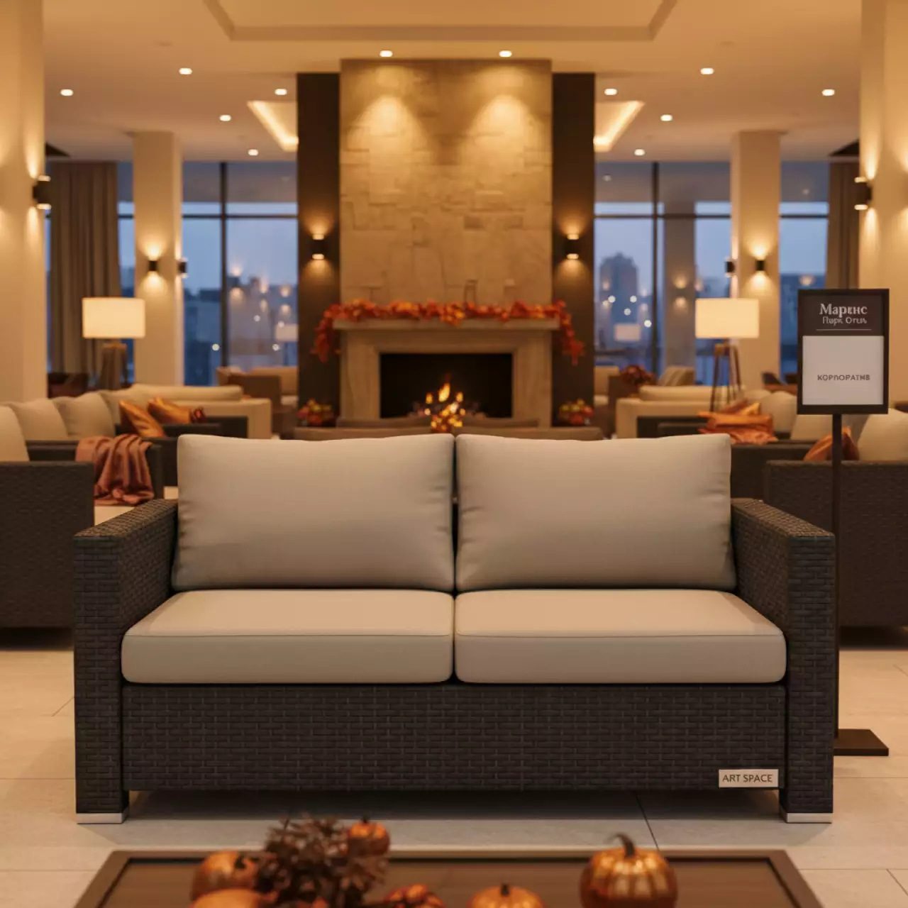 Аренда Плетеный диван из искусственного ротанга LV520 1 Brown Beige в Маринс Парк Отеле — ART SPACE