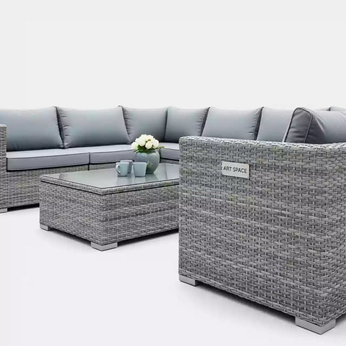 Аренда Плетеный модульный комплект YR822C grey blue на пляже «Ривьера» — ART SPACE