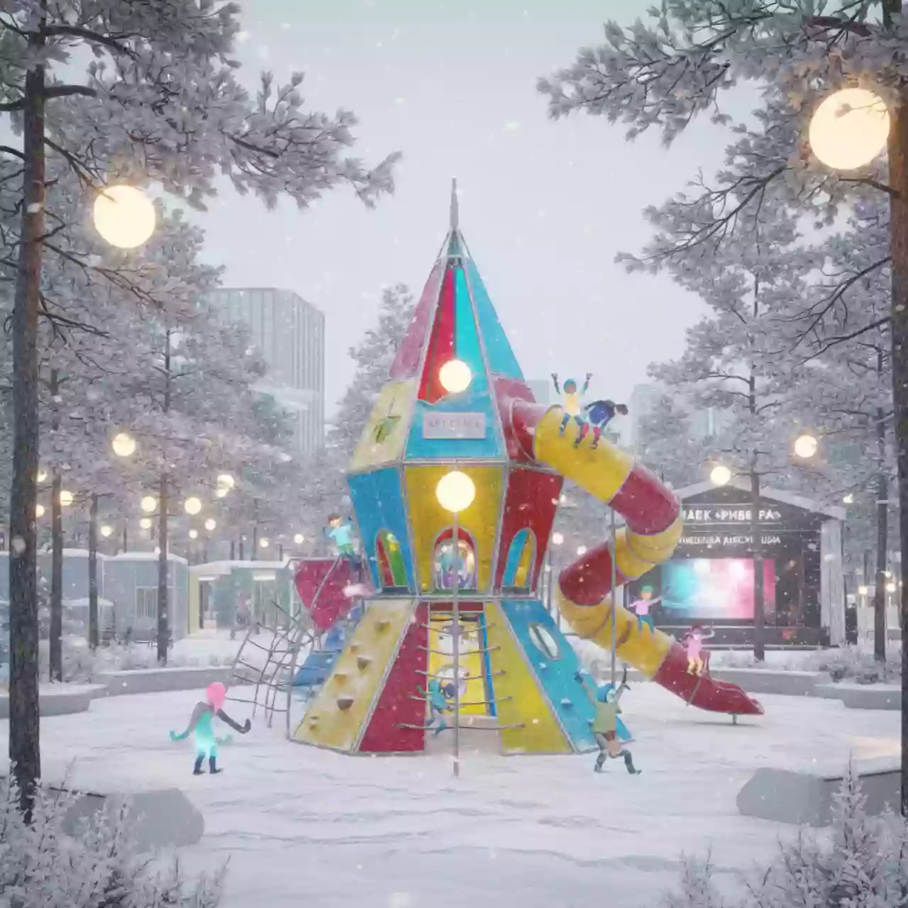 Аренда Площадка детская игровая Jungle Chalet и Climb Module Xtra в парке «Ривьера» — ART SPACE