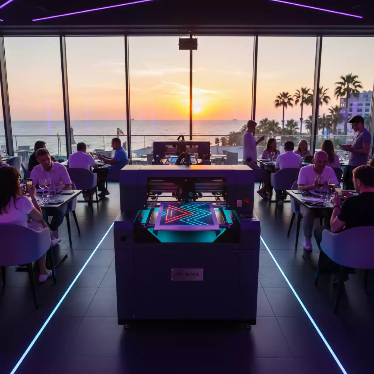 Аренда Плоттер УФ Roland VersaOBJECT EU 1000MF CMYK в ресторане «Паруса» — ART SPACE