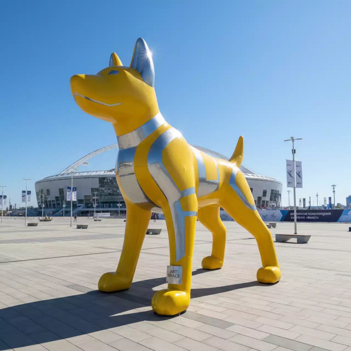 Аренда Пневмофигура Желтая собака на арене «Фишт» — ART SPACE