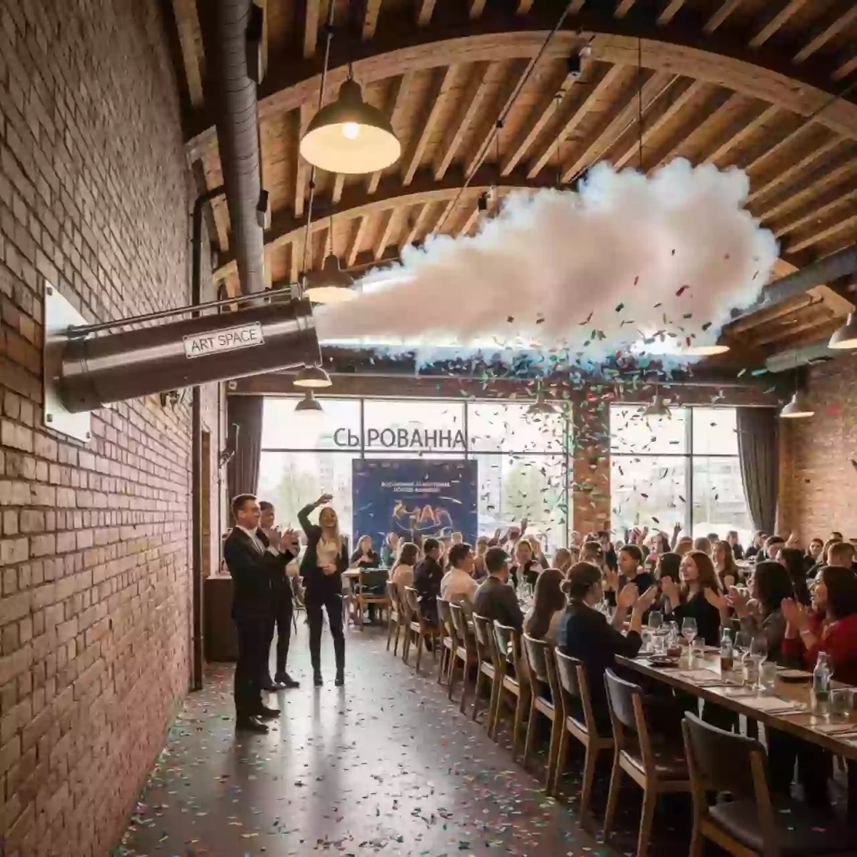 Аренда Пневмосалют СО2 в ресторане «Сыроварня» — ART SPACE