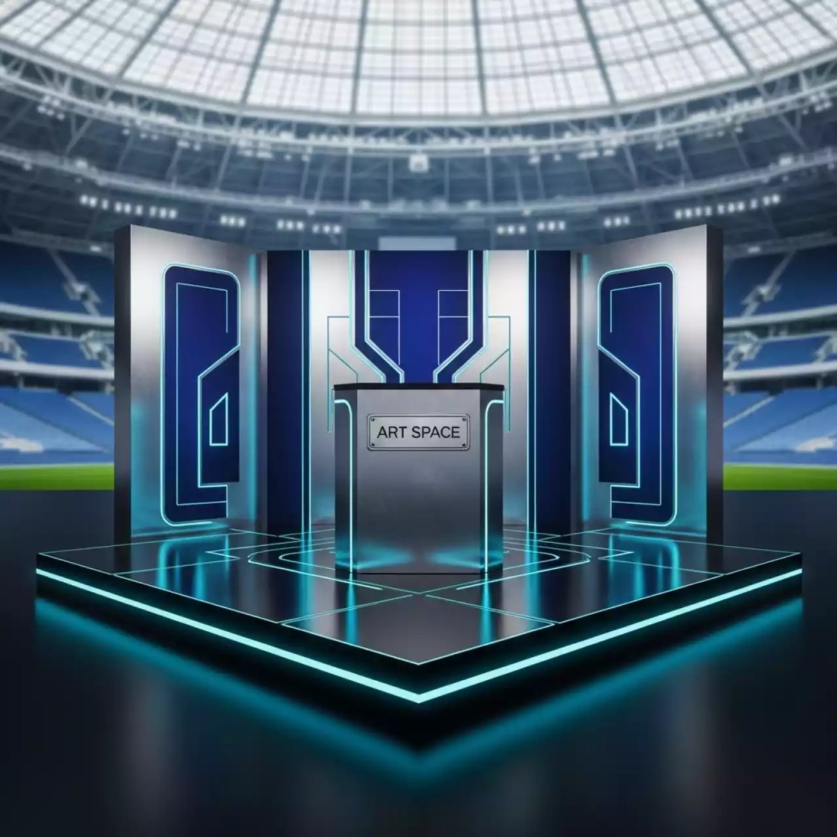 Аренда Подиум 6х4 м с задником на арене «Фишт» — ART SPACE