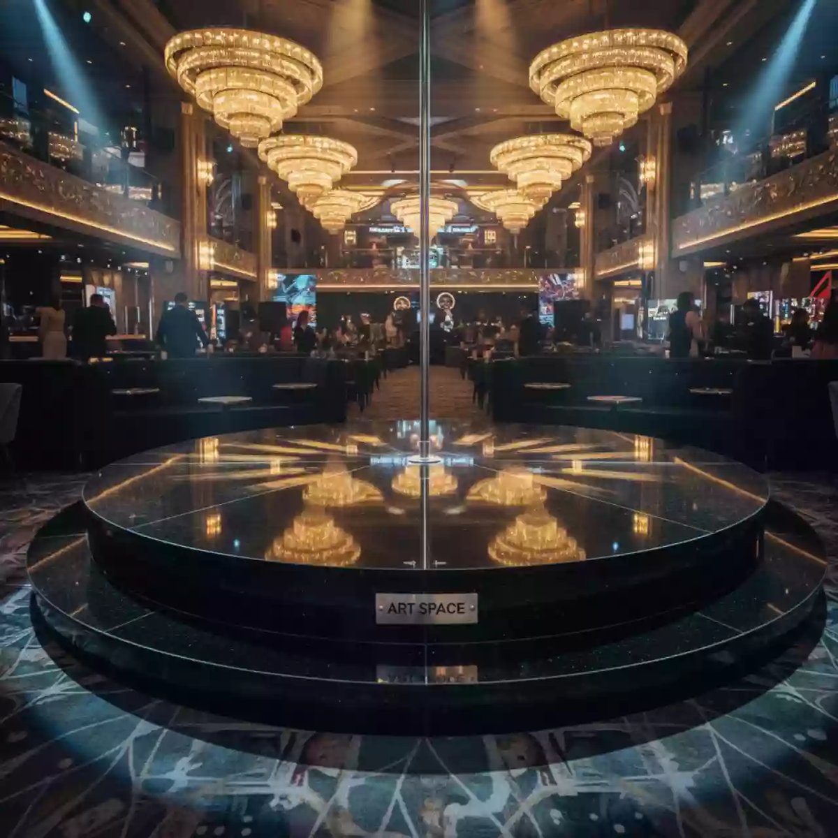 Аренда Подиум круглый с пилоном для танцовщиц pole dance в казино «Сочи» — ART SPACE