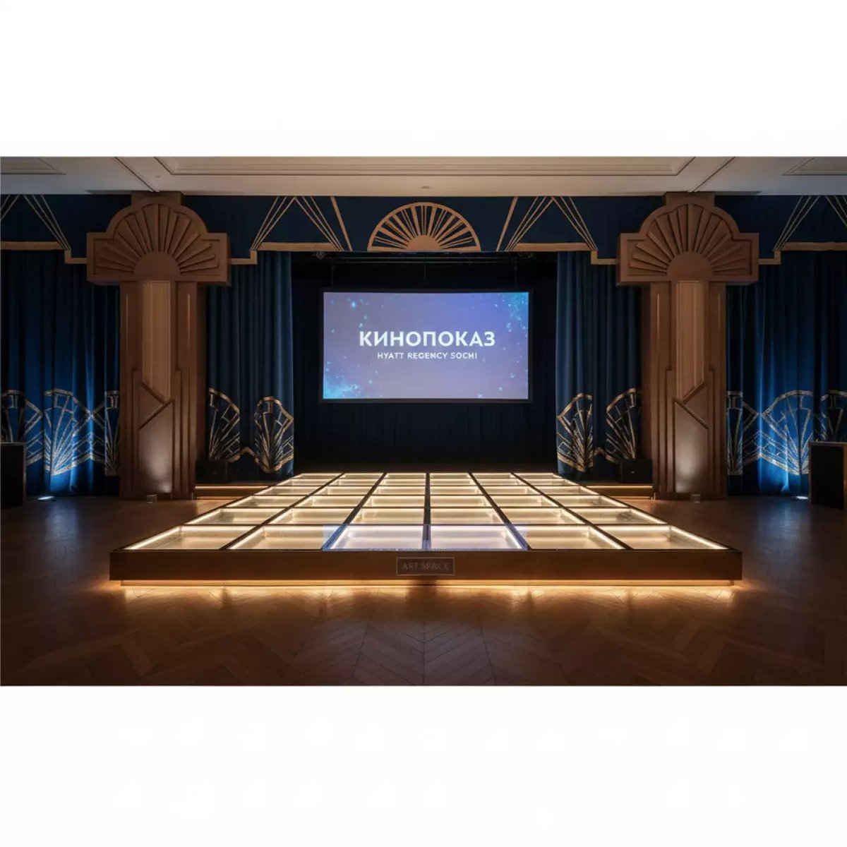 Аренда Подиум прозрачный Sixtema 4х3 метра в отеле Hyatt Regency Sochi — ART SPACE
