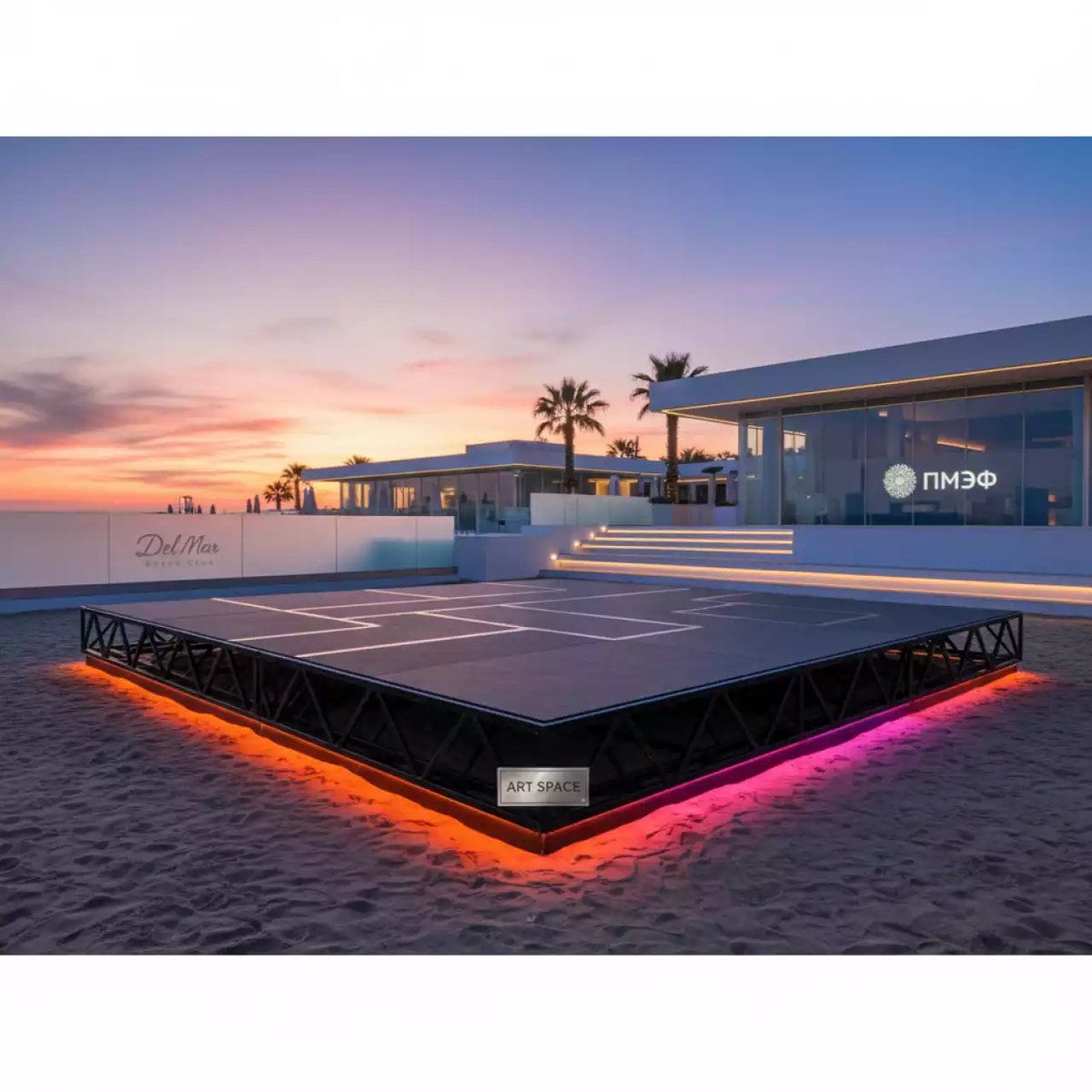 Аренда Подиум сценический 8х6 для выступлений в пляжном клубе Del Mar — ART SPACE