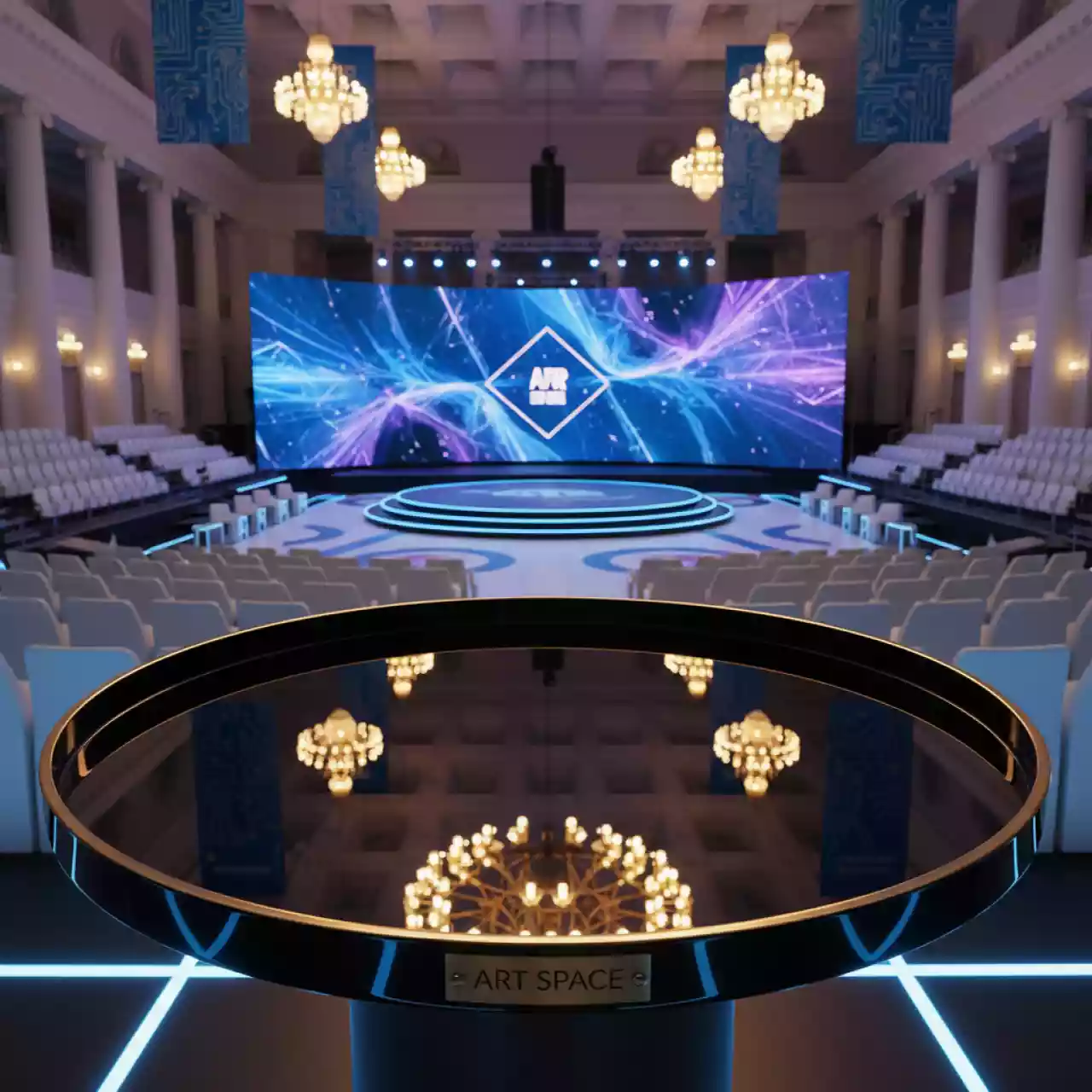 Аренда Поднос круглый Zeiher 53 см черное стекло в Керлинговом центре «Ледяной куб» — ART SPACE