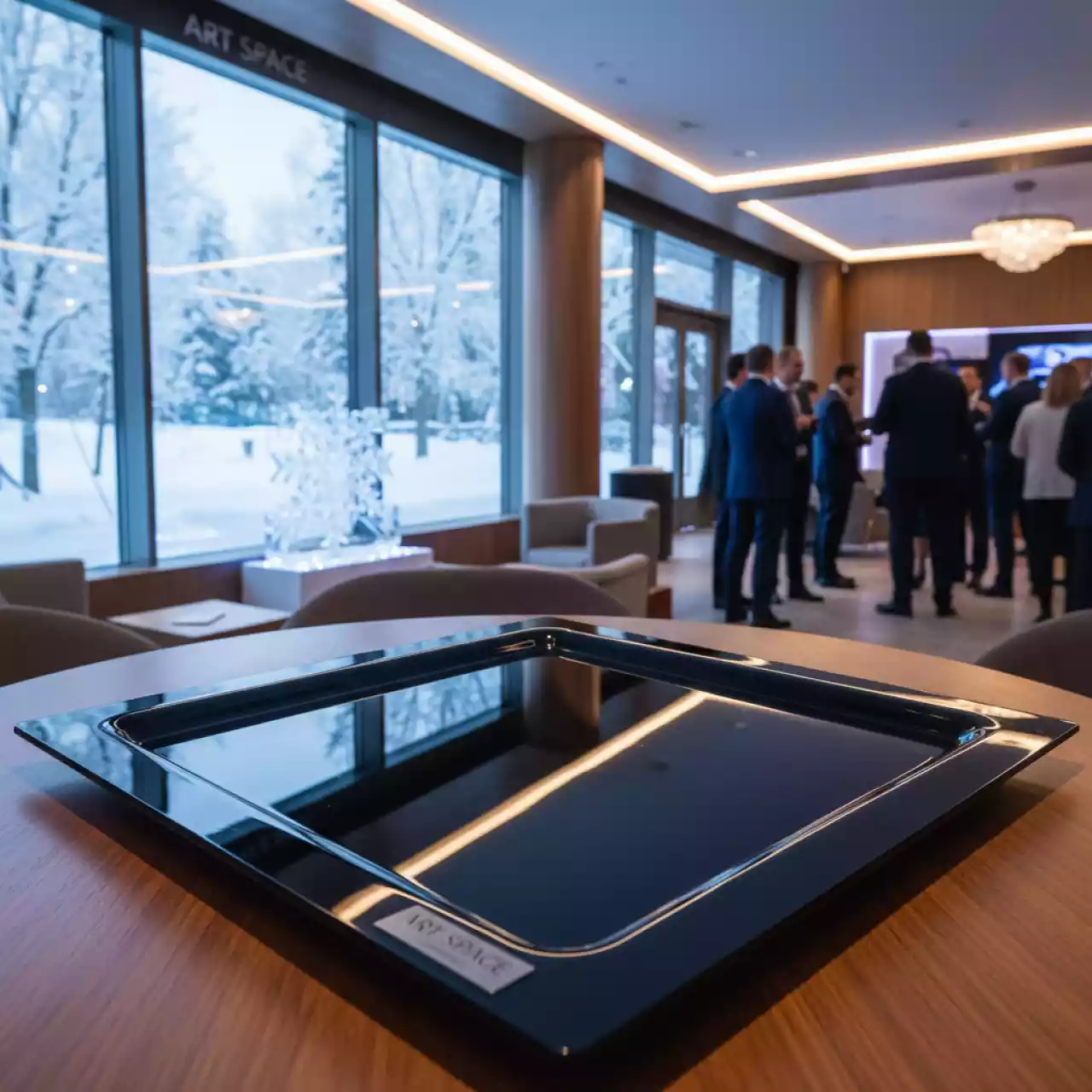 Аренда Поднос прямоугольный из черного стекла Zeiher 42х42 см в Университете «Сириус» — ART SPACE