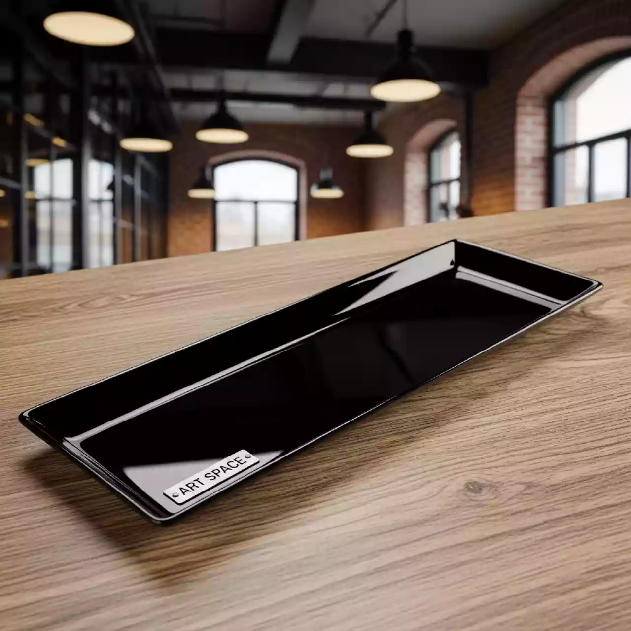 Аренда Поднос прямоугольный из черного стекла Zeiher 80х21 см в Маринс Парк Отеле — ART SPACE