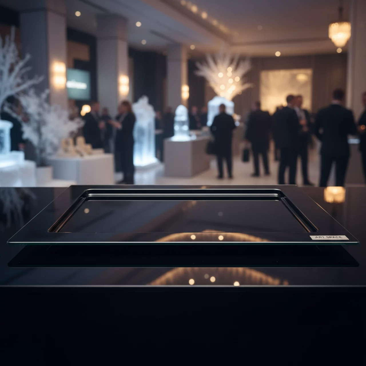 Аренда Поднос прямоугольный Zeiher 80х21 см чёрное стекло в Grand Karat Sochi — ART SPACE