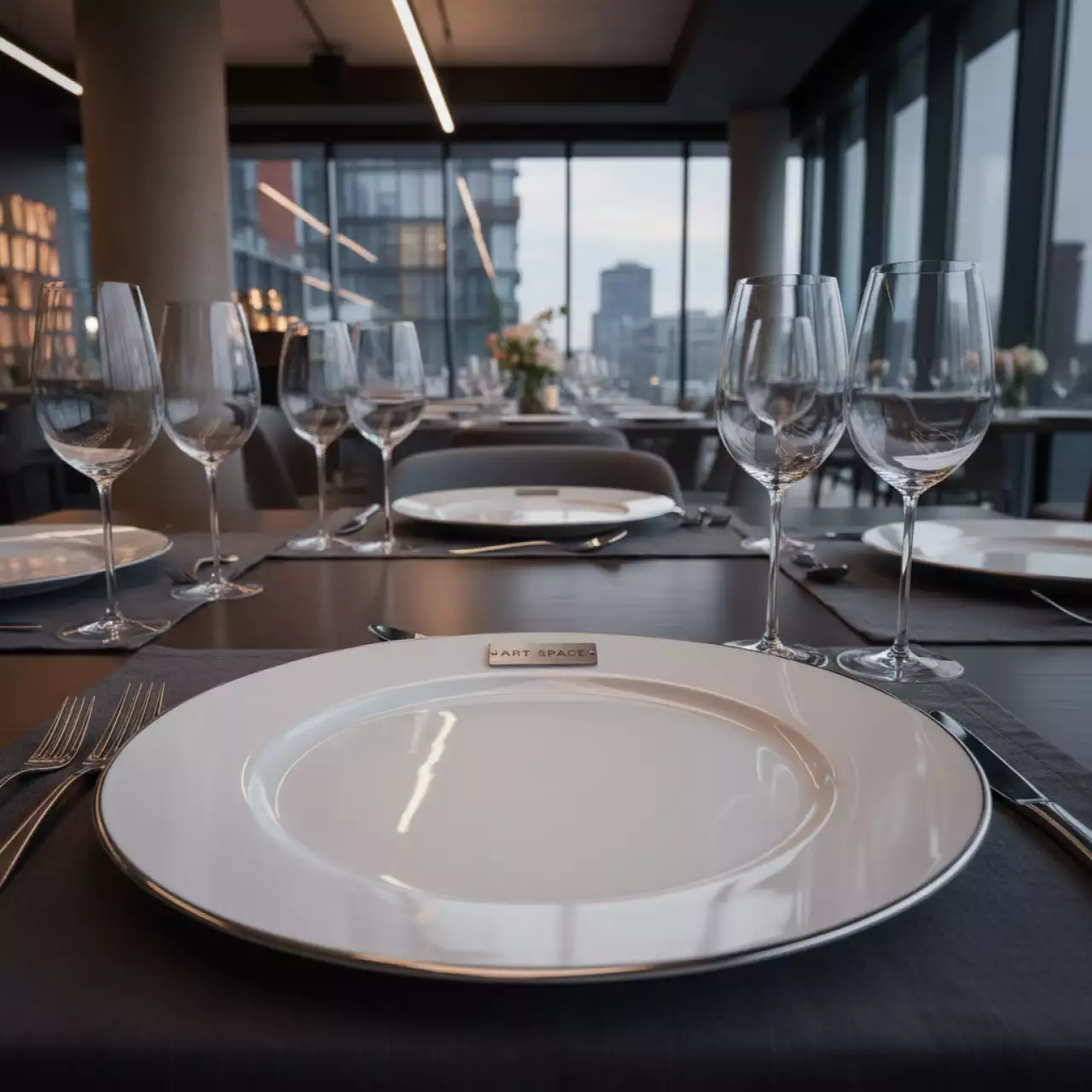 Аренда Подстановочная тарелка Фере с серебряным кантом в ресторане «Магеллан» — ART SPACE