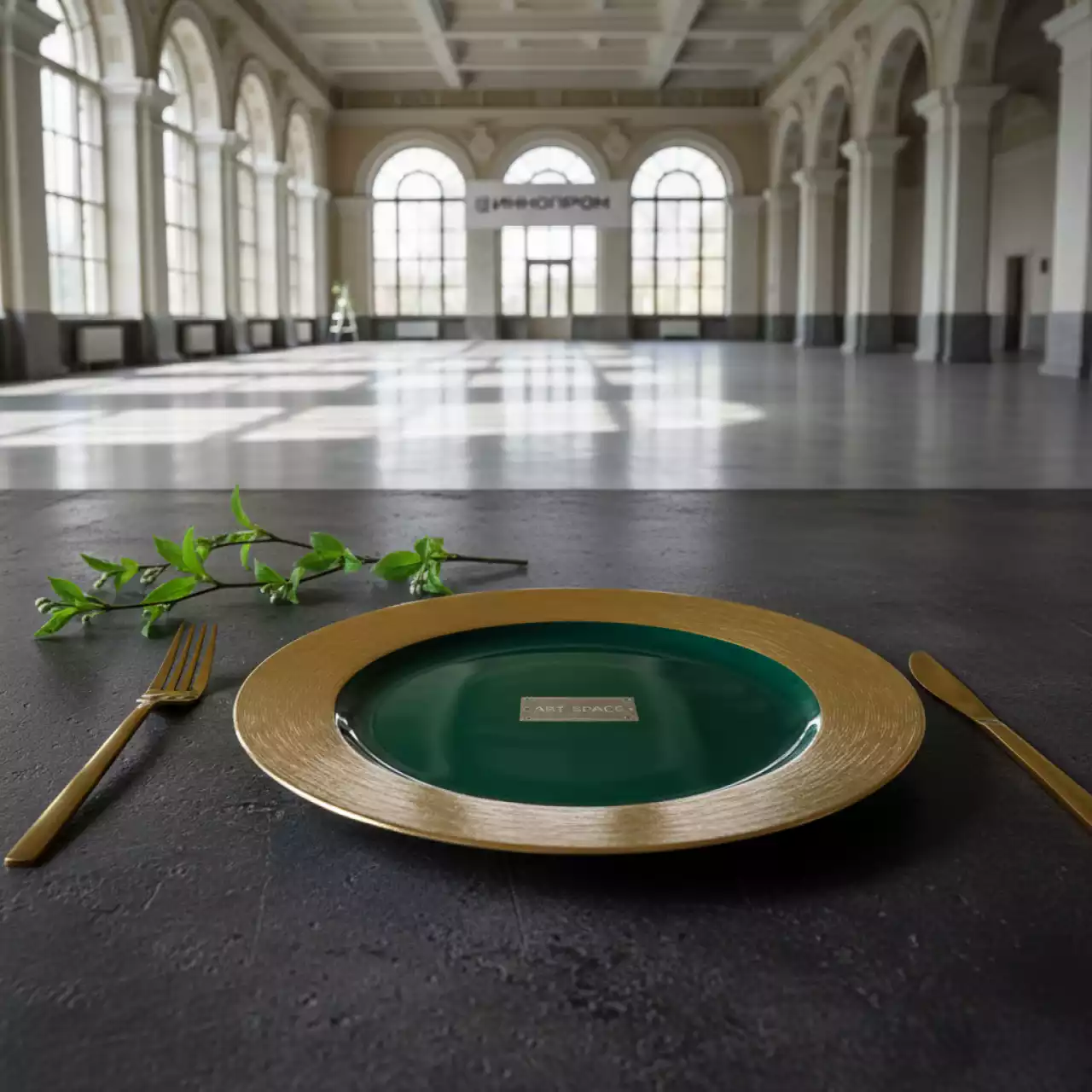 Аренда Подстановочная тарелка Зеленое золото 33 см в санатории «Металлург» — ART SPACE