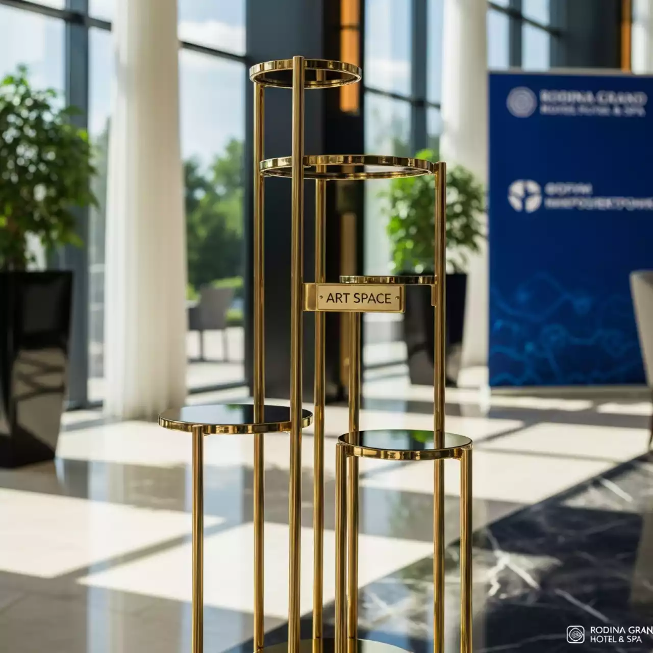 Аренда Подставка декоративная 4 ярусная золотая в Rodina Grand Hotel & SPA — ART SPACE