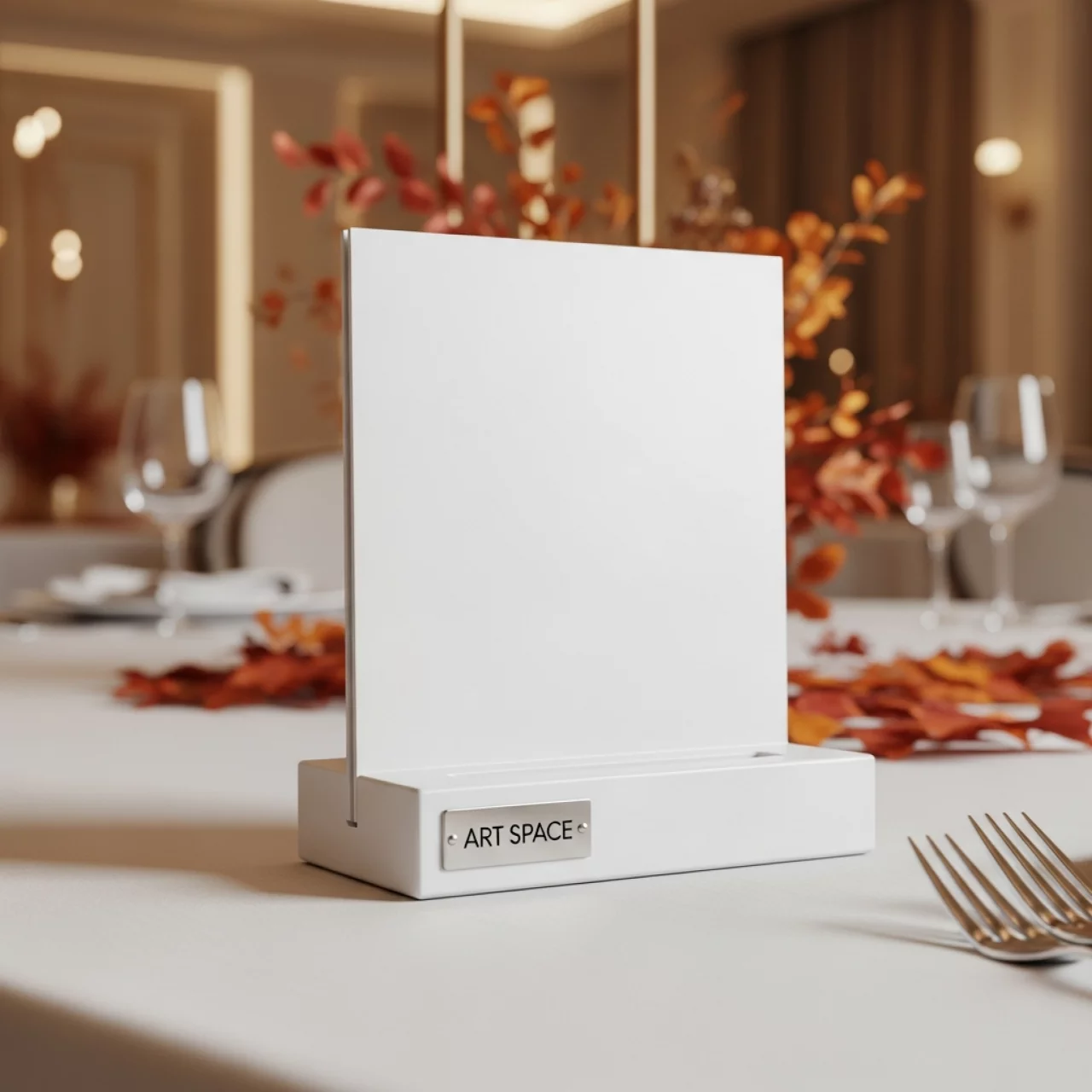 Аренда Подставка для комплимента Элит Тэйсти белая 80х100 мм в банкетном зале «Дельфин» — ART SPACE