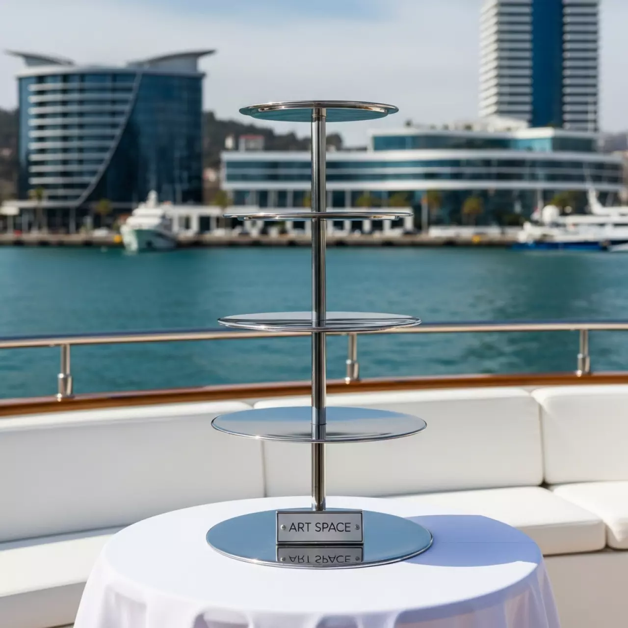 Аренда Подставка фуршетная Башня Zeiher S на VIP теплоходе (Морпорт Сочи) — ART SPACE