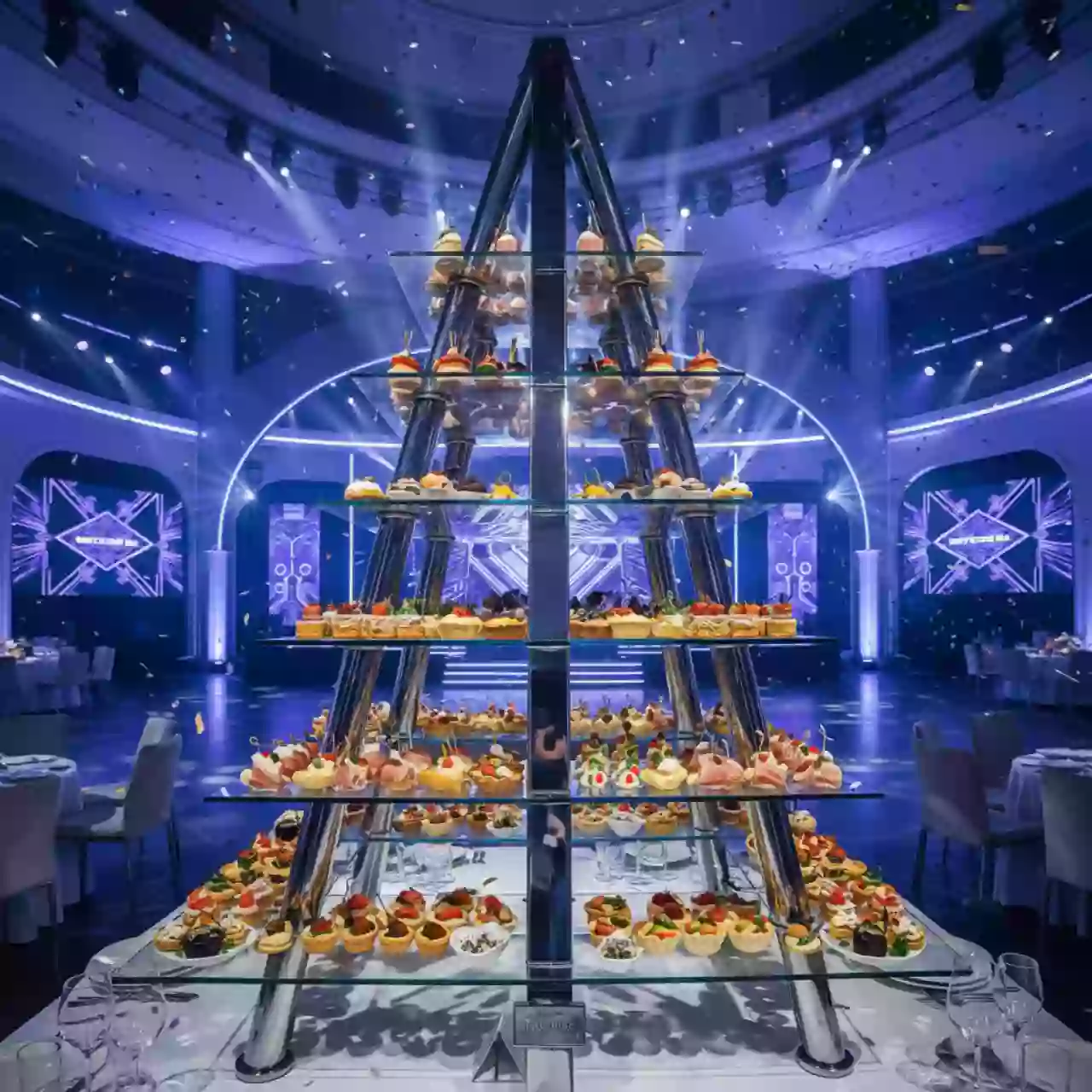 Аренда Подставка фуршетная Этажерка пирамида Zeiher L 12 уровней в VK Stadium Sirius — ART SPACE