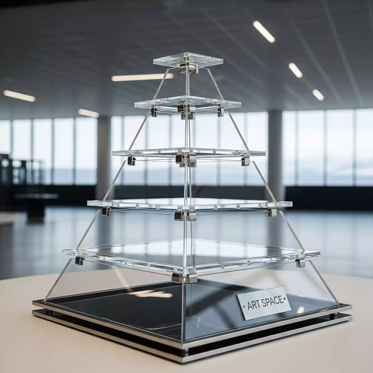 Аренда Подставка фуршетная Пирамида Zeiher M 8 уровней в ледовом дворце «Роза Хутор» — ART SPACE