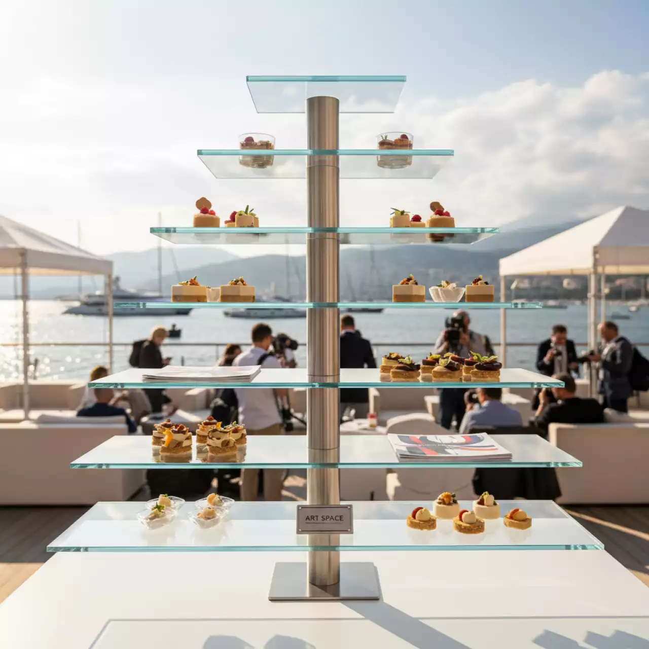 Аренда Подставка лестница Zeiher 50х42х24 см 7 уровней стекло на парусной регате (Сочи) — ART SPACE