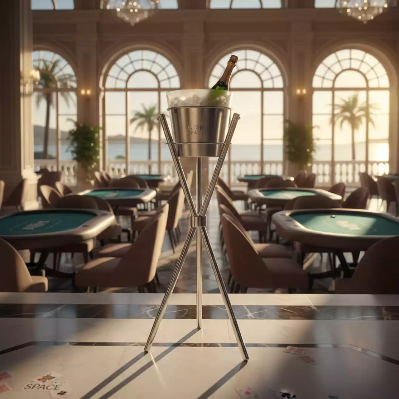 Аренда Подставка напольная под ведро для шампанского тренога высота 55 см в санатории «Русь» — ART SPACE