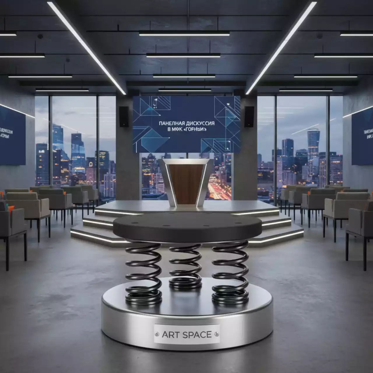 Аренда Подставка пружина металл резина диаметр 18 см высота 7 см в МФК «Горный» — ART SPACE