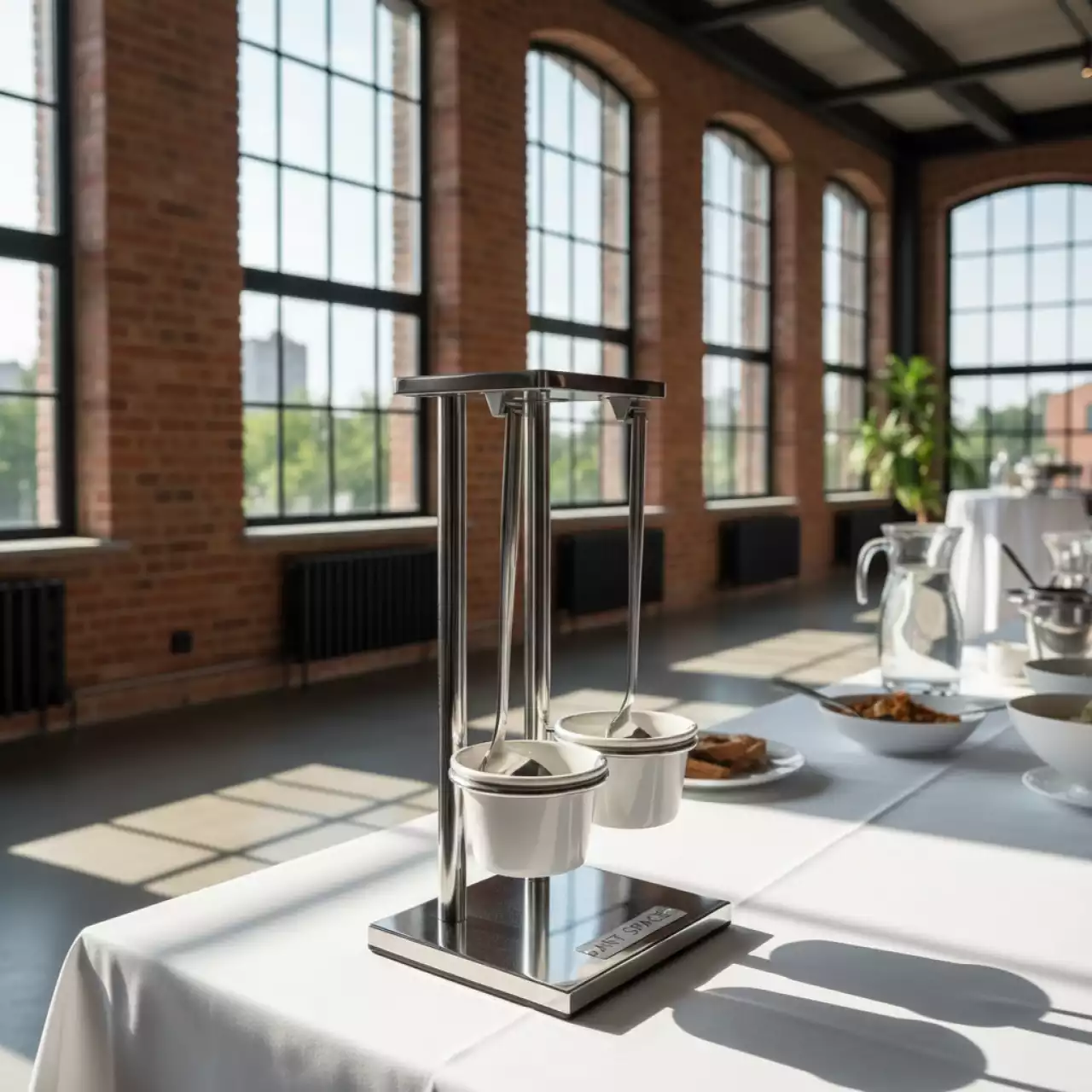 Аренда Подставка вертикальная двойная сталь керамика для мармитов с половником 100х205хH 220 мм в лофте «Студия 21» — ART SPACE