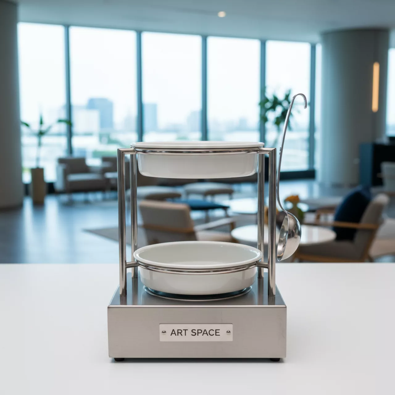 Аренда Подставка вертикальная сталь керамика для мармитов с половником 100х100хH 180 мм в Novotel Resort — ART SPACE