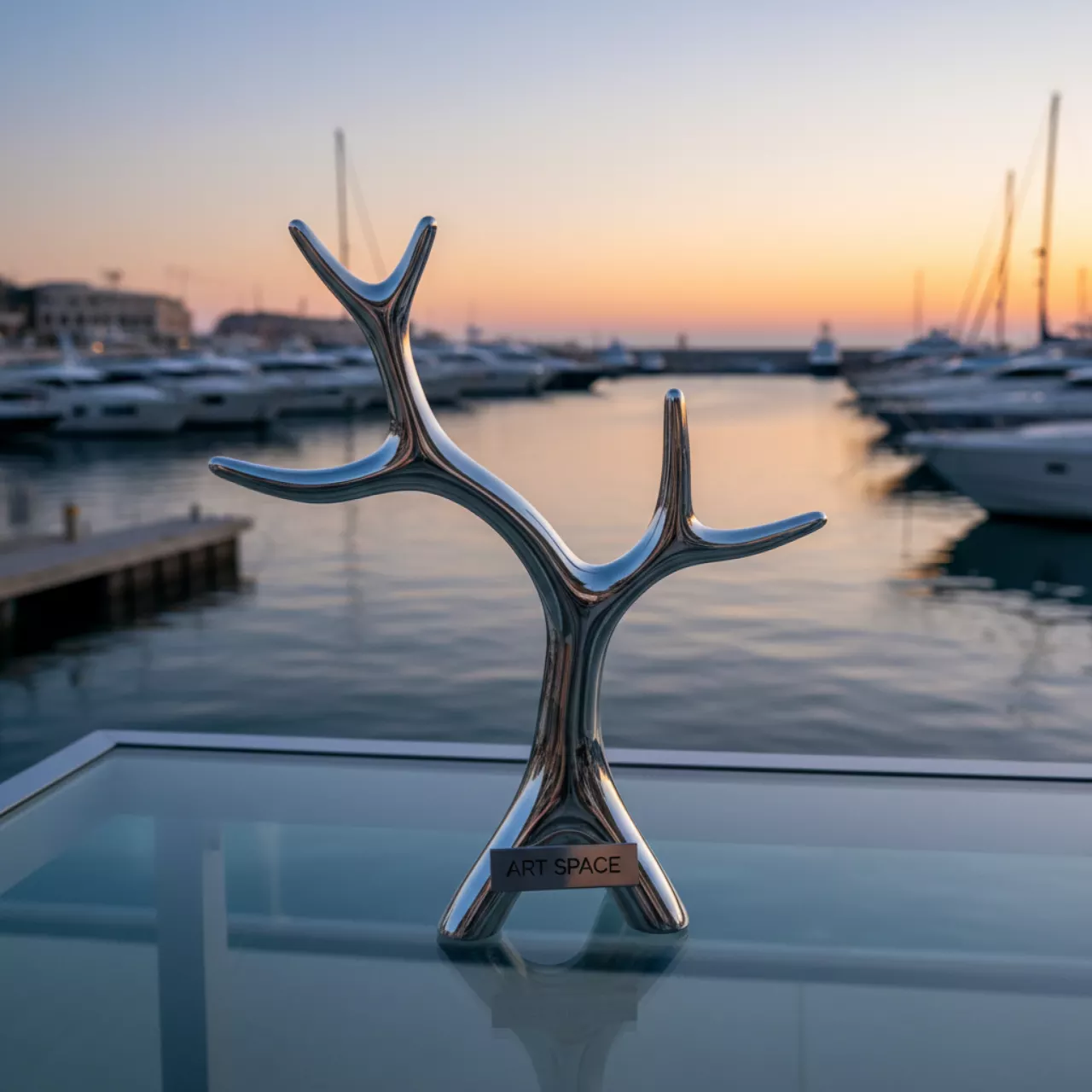 Аренда Подставка ветка малая серебряная высота 29 см на территории Морпорта Сочи — ART SPACE