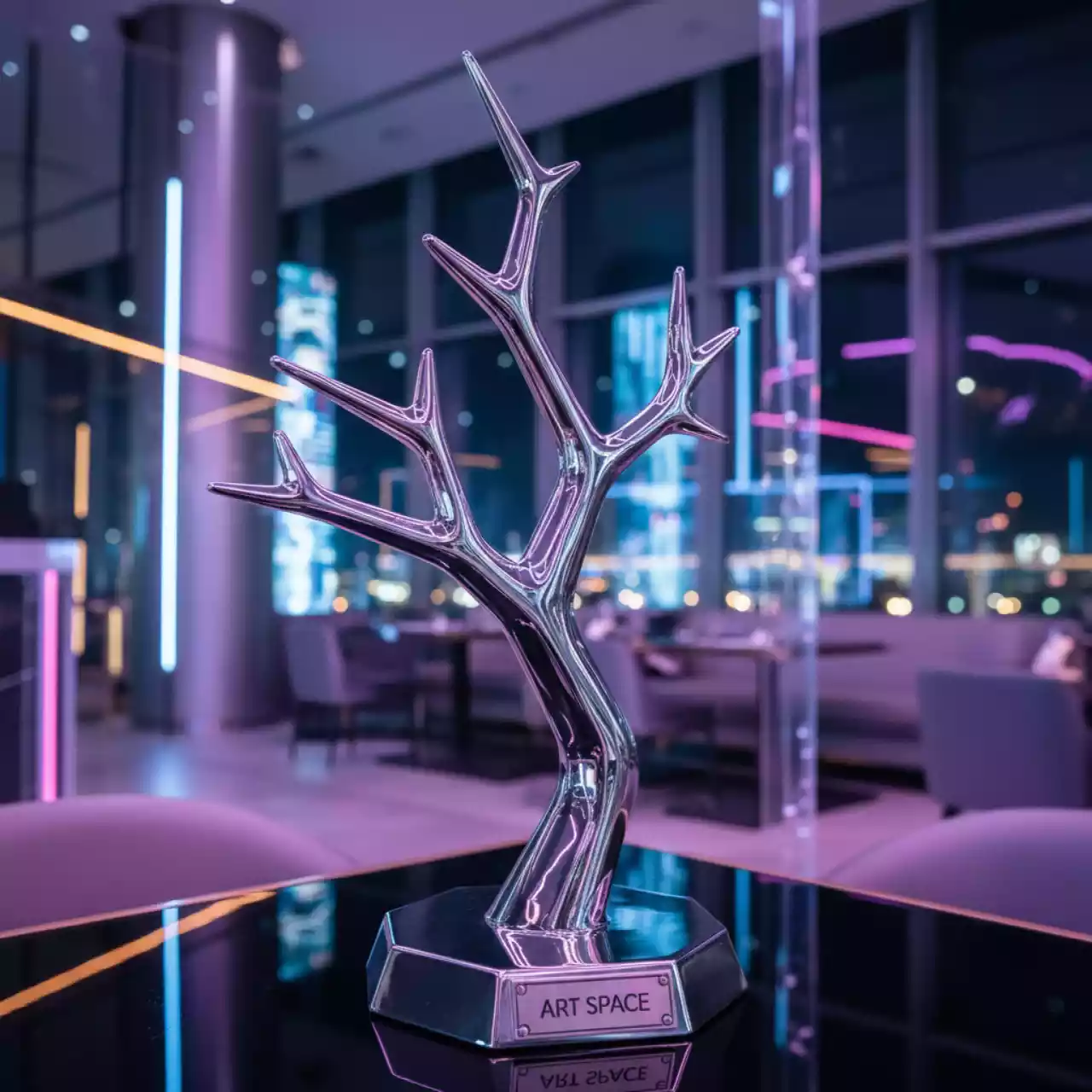 Аренда Подставка ветка серебряная высота 45 см в ресторане «Баран-Рапан» — ART SPACE