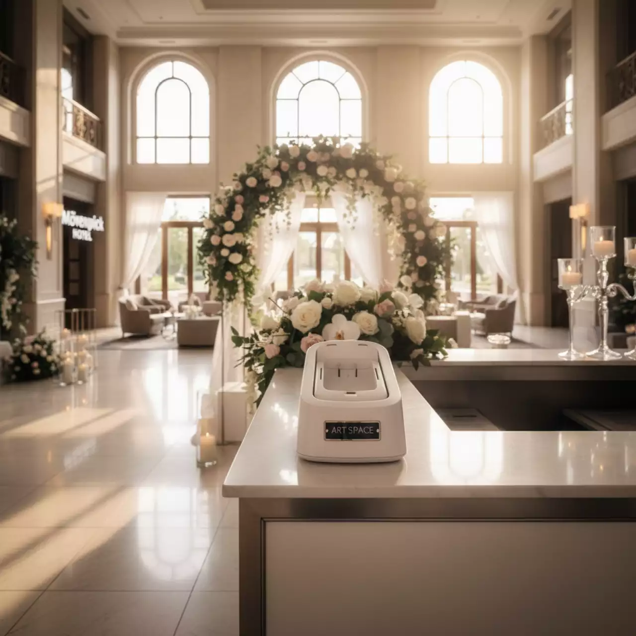 Аренда Подставка зарядно коммуникационная настольная Cradle для сканеров Mertech CL 2300 2310 белая в Mövenpick Hotel — ART SPACE