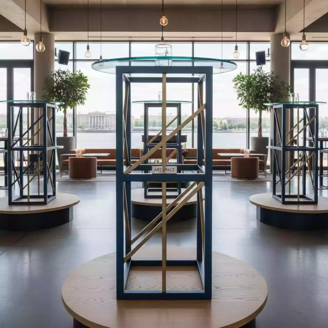 Аренда Подстолье барное металлическое Blume Table в ресторане «Brunello» — ART SPACE