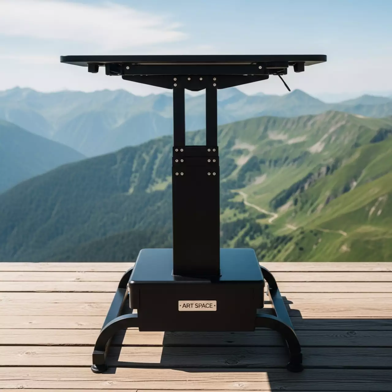 Аренда Подстолье для стола с электроприводом регулировка высоты 3 уровня черное на площадке Rosa Peak (2320м) — ART SPACE