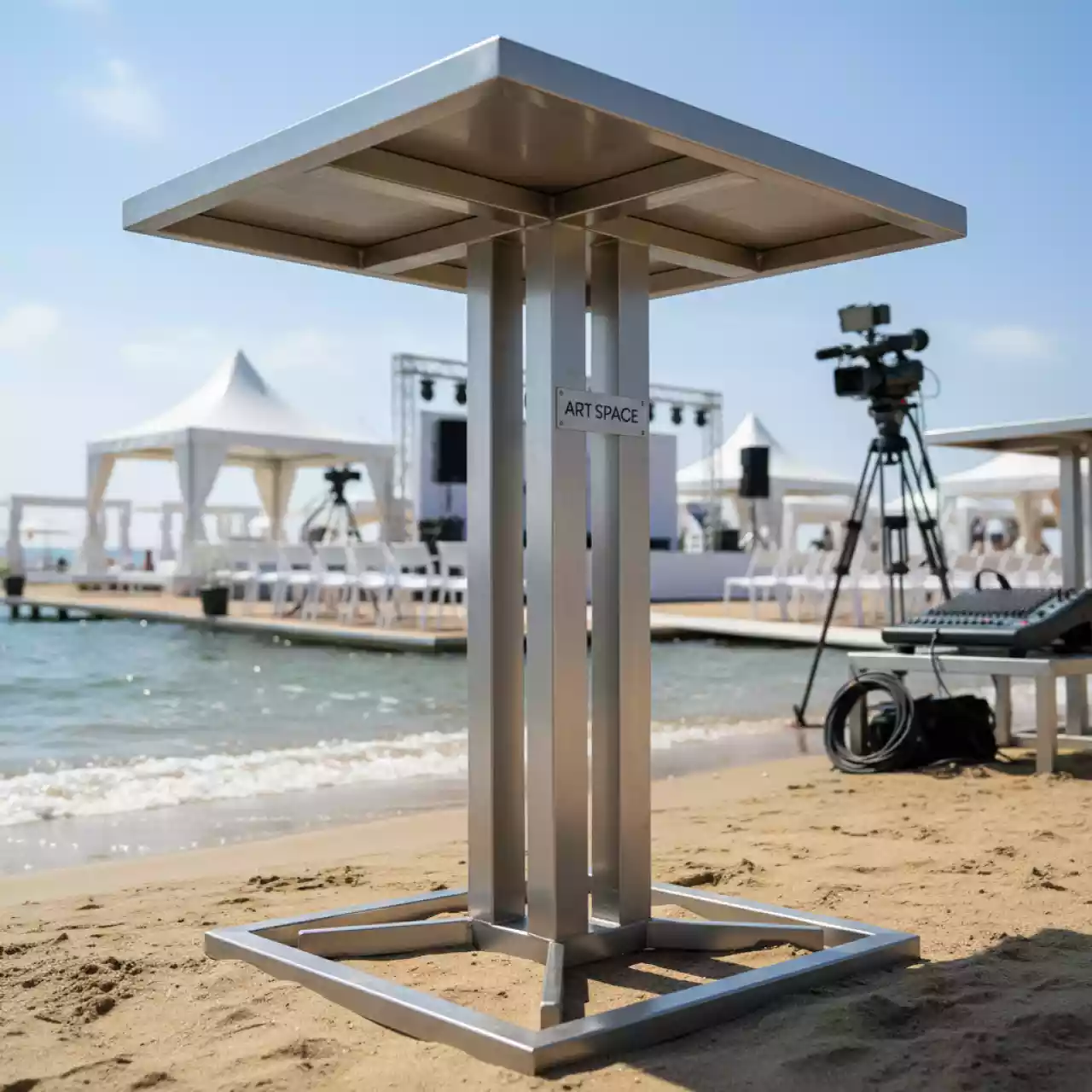 Аренда Подстолье из нержавеющей стали Модерн Нерж на пляже «Маяк» — ART SPACE