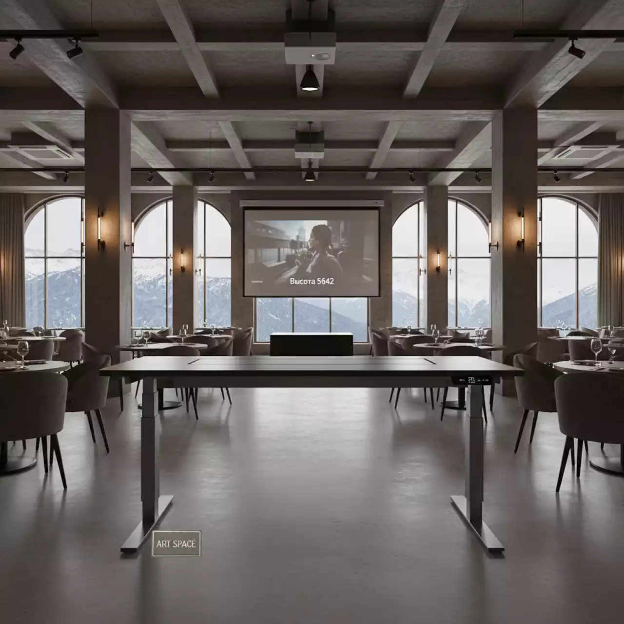 Аренда Подстолье с электроприводом PREM серое в ресторане «Высота 5642» — ART SPACE