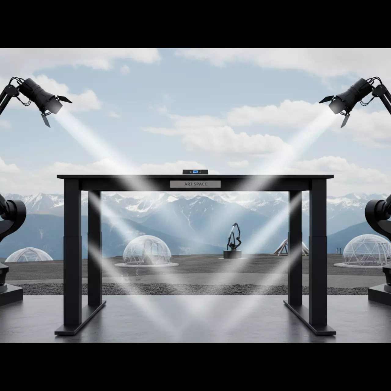 Аренда Подстолье с электроприводом QUAD черное на площадке Rosa Peak (2320м) — ART SPACE