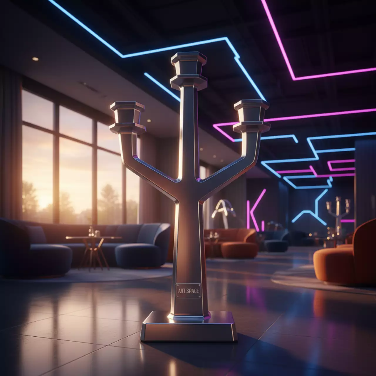 Аренда Подсвечник алюминиевый "Власть" на 3 свечи в Cosmos Sochi Hotel — ART SPACE