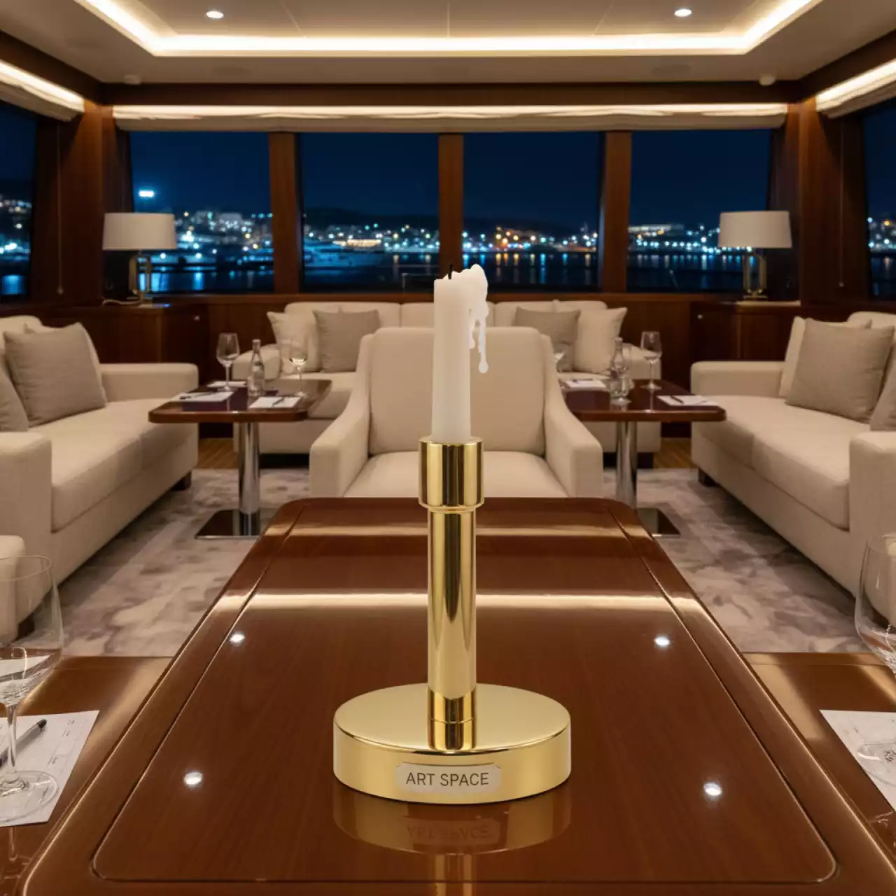 Аренда Подсвечник БЛАЗИС золотой малый на VIP-яхте (Имеретинский порт) — ART SPACE