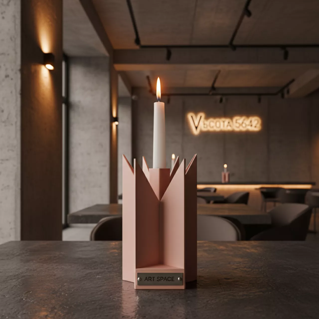 Аренда Подсвечник Строгие линии розовый в ресторане «Высота 5642» — ART SPACE