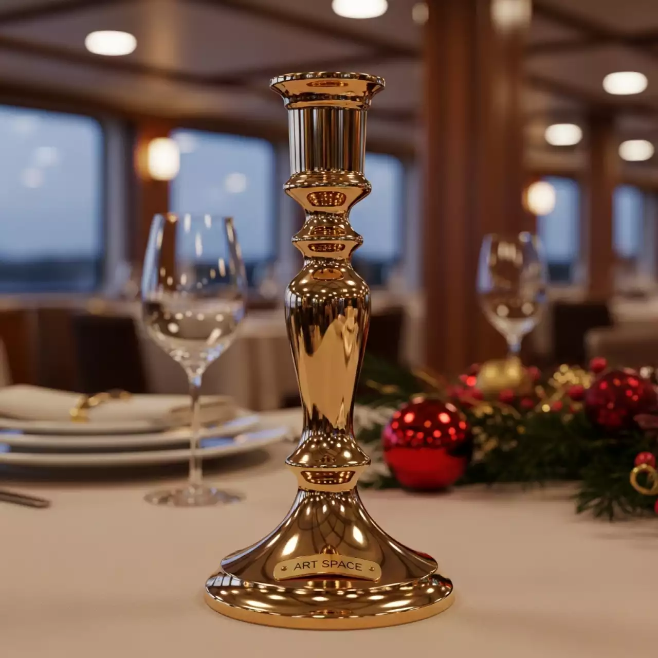 Аренда Подсвечник золотой БЛАЗИС средний на теплоходе «Дагомыс» — ART SPACE
