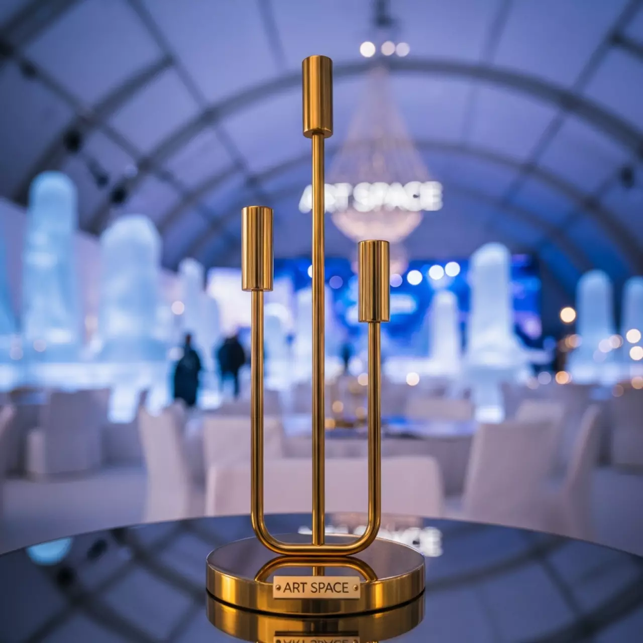 Аренда Подсвечники БЛАЗИС золотые набор из 3 предметов в ледовом дворце «Роза Хутор» — ART SPACE