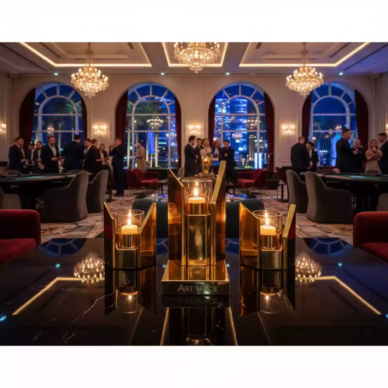 Аренда Подсвечники Прайзм золотой в отеле «Богатырь» — ART SPACE