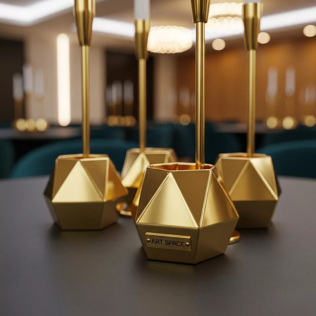 Аренда Подсвечники Прайзм золотые в комплексе «Дагомыс» — ART SPACE