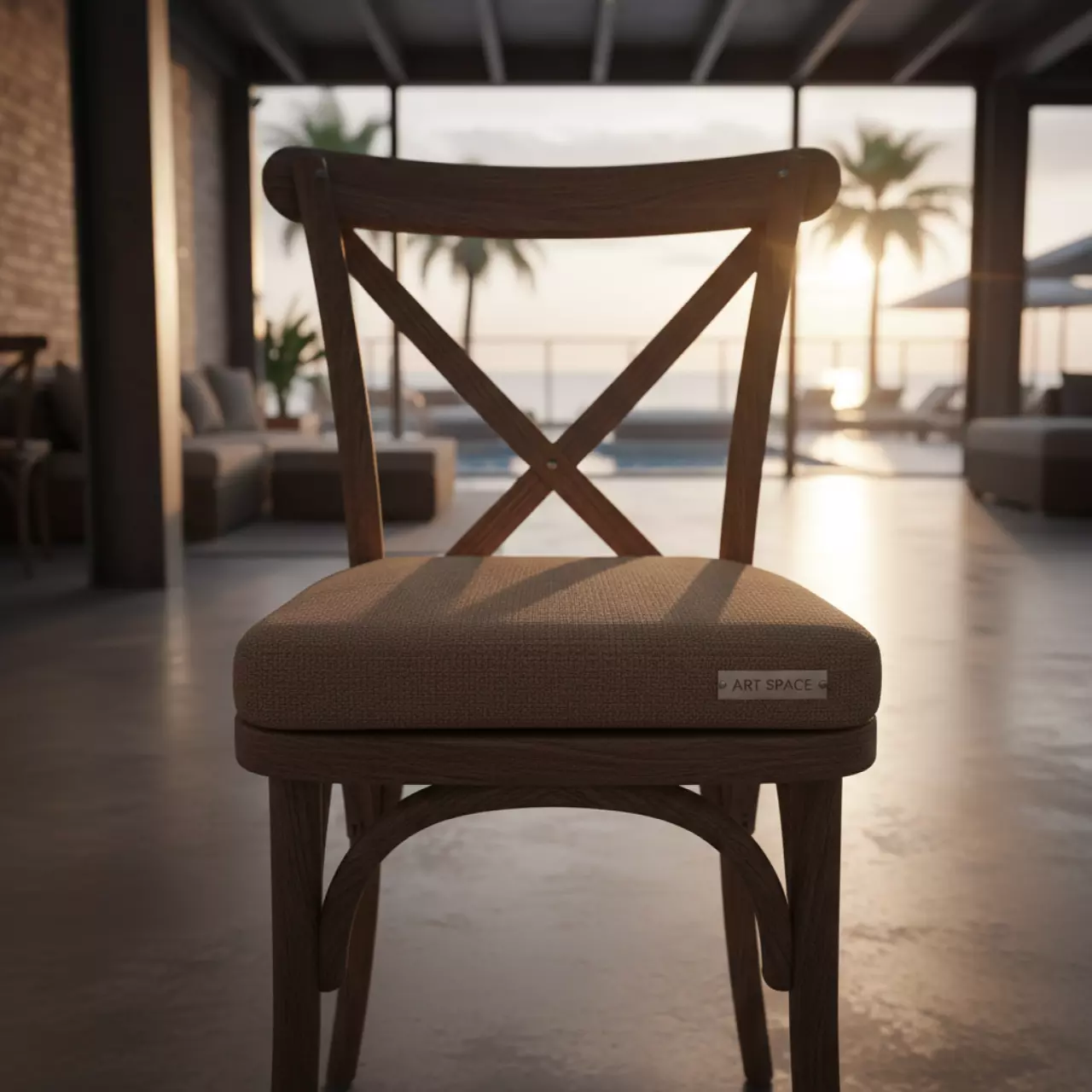 Аренда Подушка для стула Кроссбэк 3 см коричневая в пляжном комплексе VinoGrad — ART SPACE