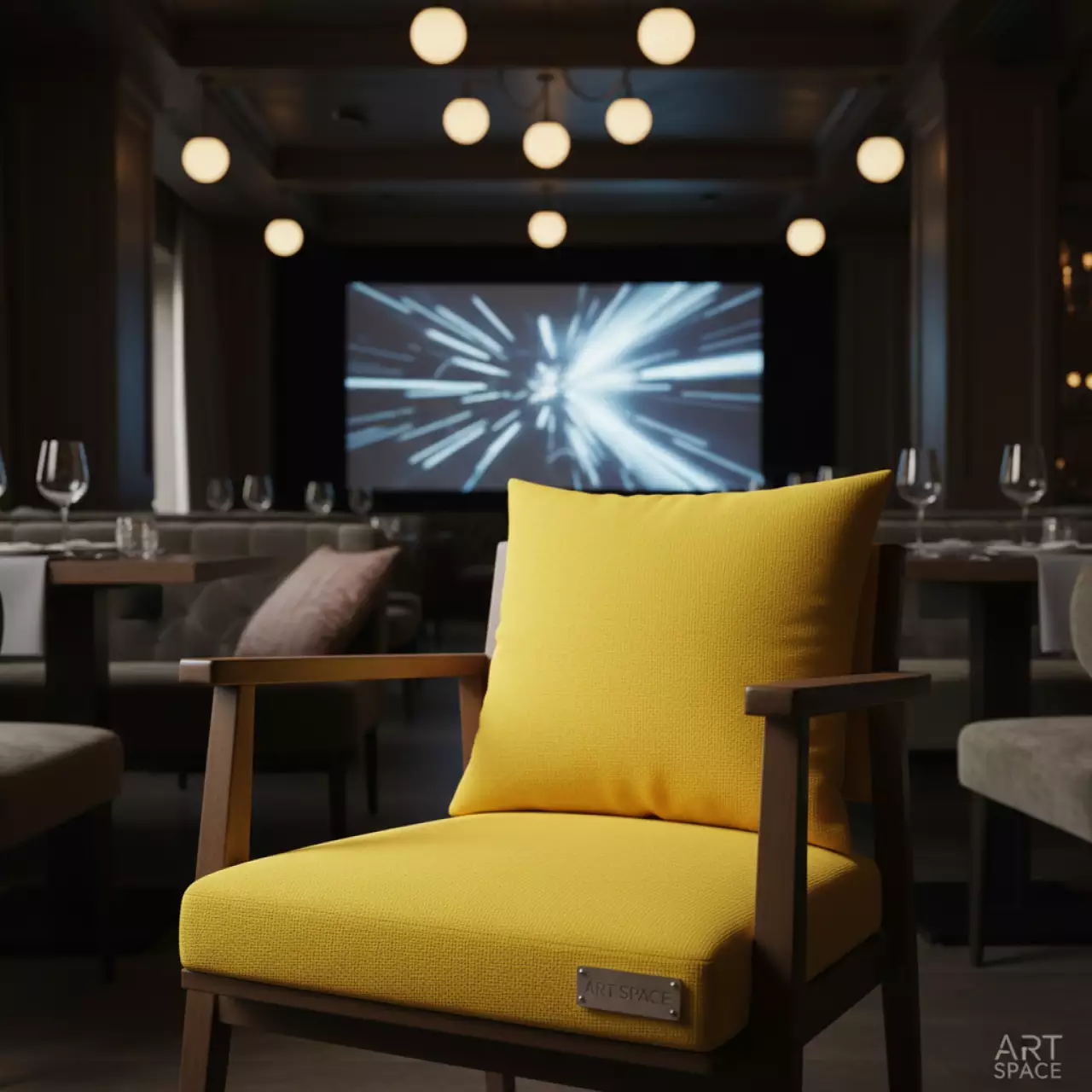 Аренда Подушка для стула Торни желтая в ресторане «Плакучая Ива» — ART SPACE