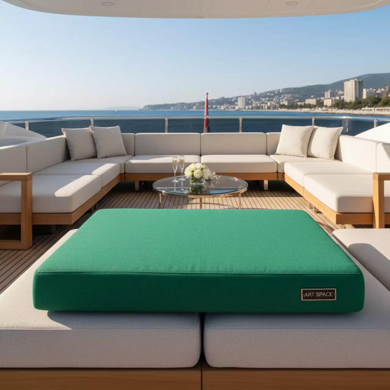 Аренда Подушка галета зеленая на VIP теплоходе (Морпорт Сочи) — ART SPACE