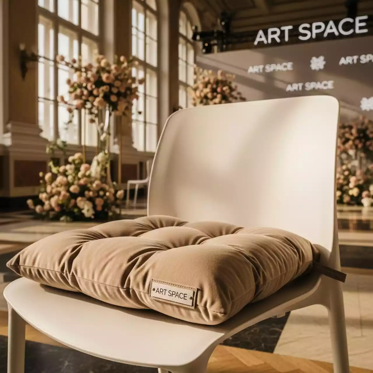 Аренда Подушка мягкая для пластикового стула бархатная бежевая в санатории «Сочи» — ART SPACE